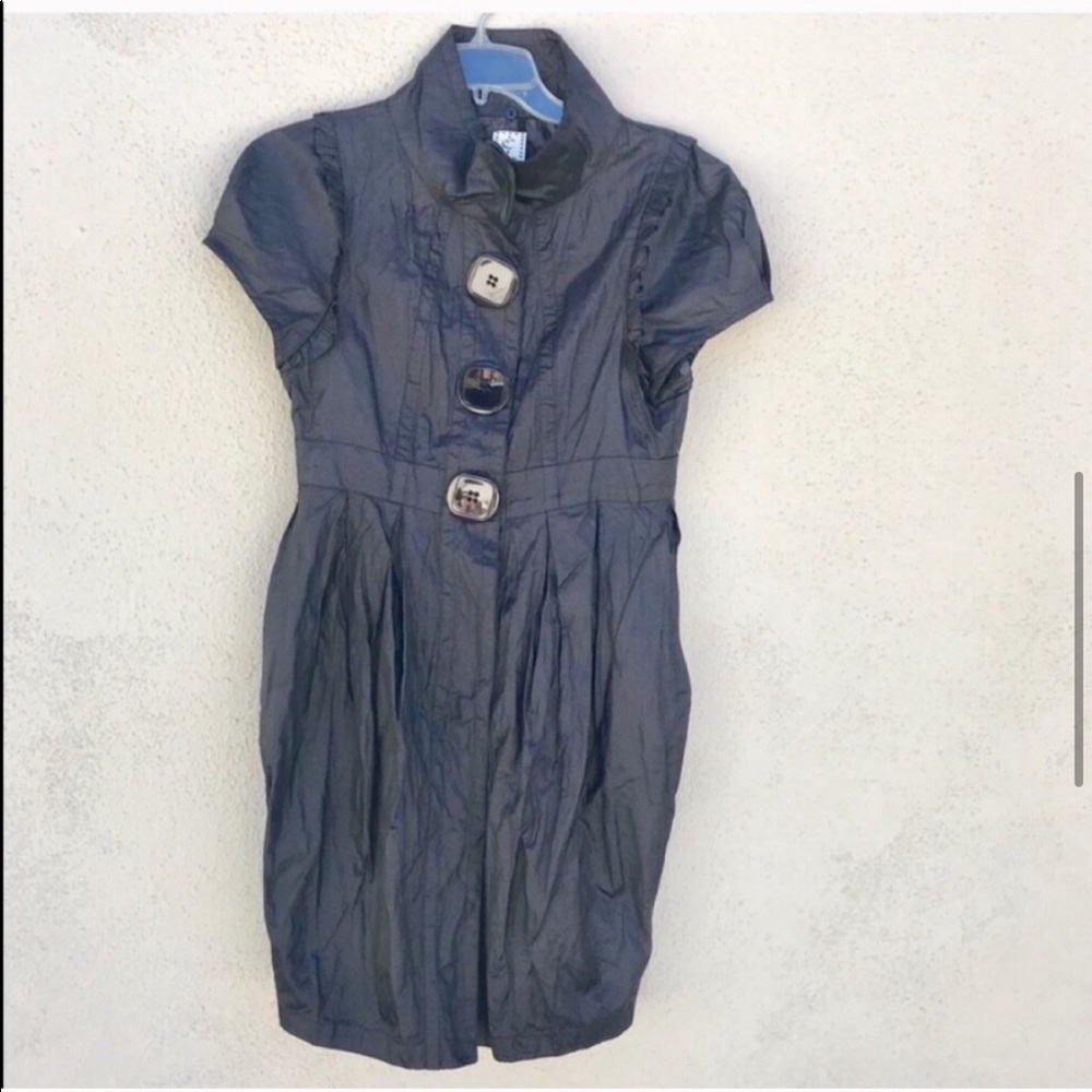 C. luce Black lab coat DRESS JACKET long metallic pockets overcoat avant-garde - Picture 6 of 7